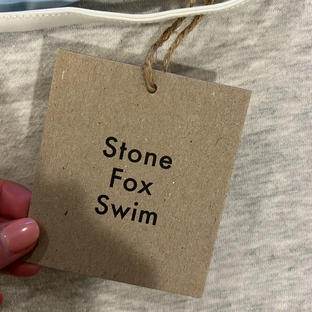 Stone Fox Swim Ibiza Bikini Top Summer Song Blue size XS NWT